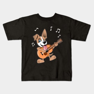 Guitar Music Dog T-Shirt Funny Pet Gift Idea Kids T-Shirt